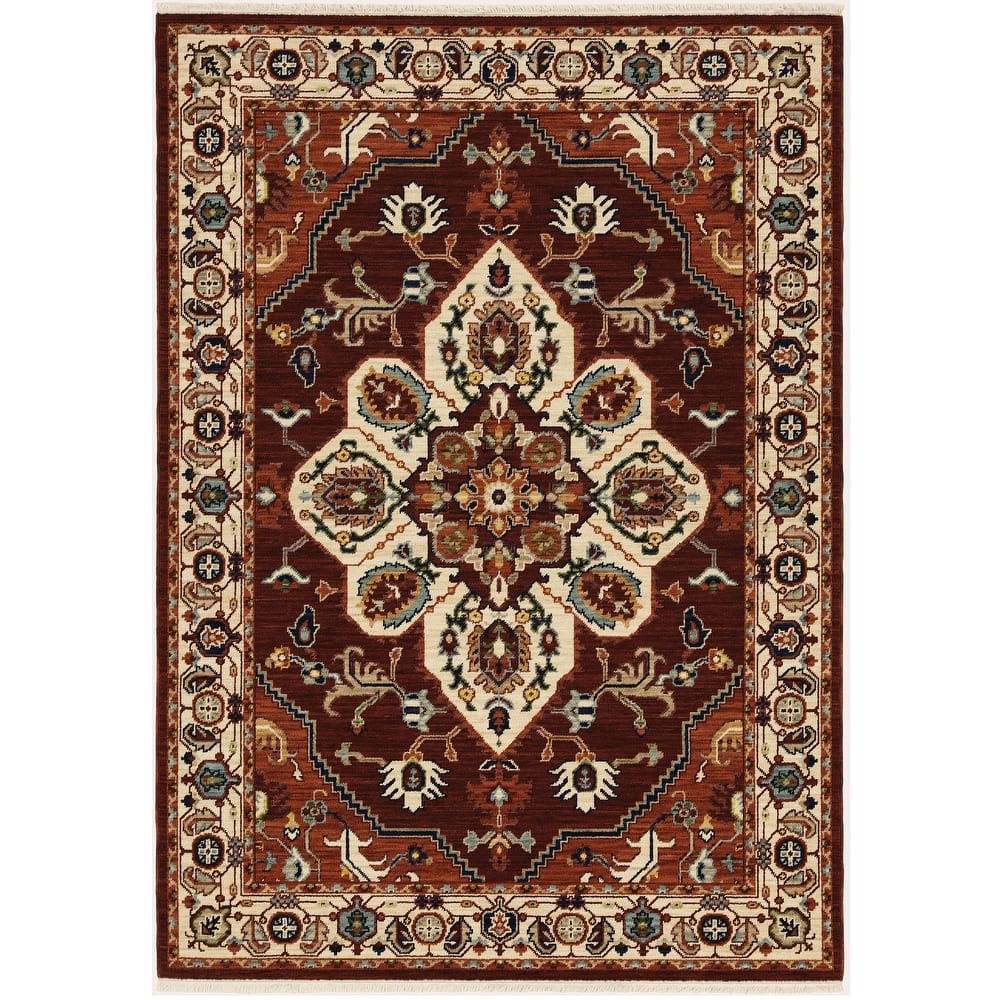 Style Haven Leander Star Medallion Fringed Wool Blend Area Rug