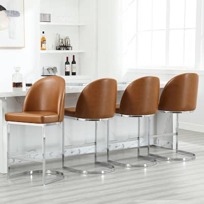 26" Upholstered Counter Stool/ Bar Stools with Metal Legs - 38.8"H x 17.9"W x 20.9"D