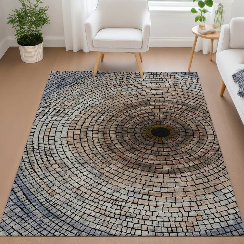 Machine Washable Indoor/ Outdoor Mosaic Rome Chantille Rug