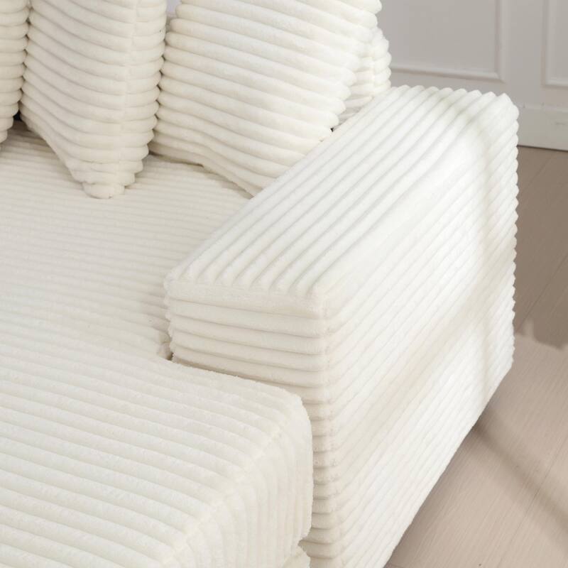 111" Corduroy L-Shaped Sectional Sofa (Right Chaise, 8 Pillows)