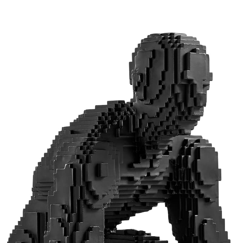 Pixel Running Man Resin Sculpture - N/A