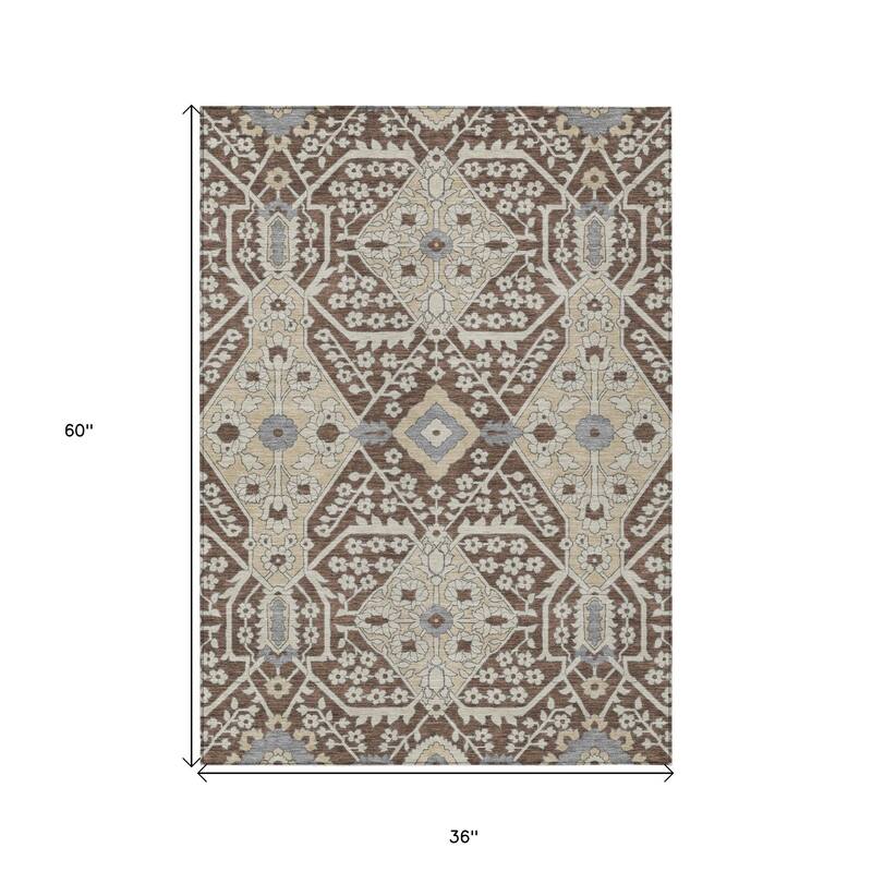 HomeRoots Floral Transitional Rectangle Outdoor Rug