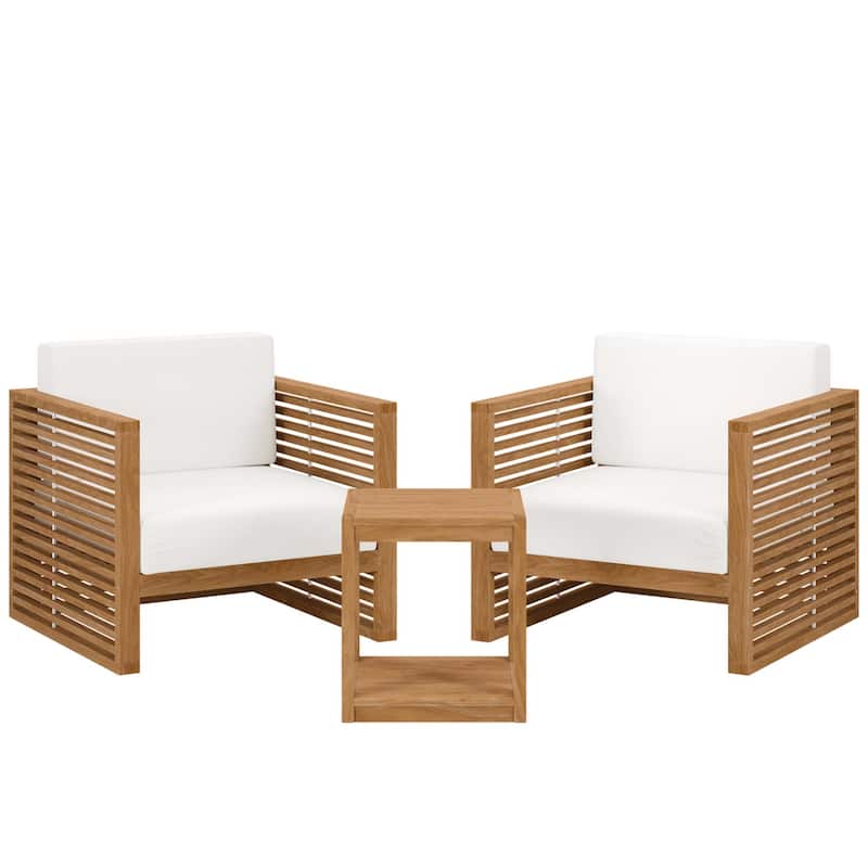 Carlsbad 3-Piece Teak Wood Outdoor Patio Outdoor Patio Set