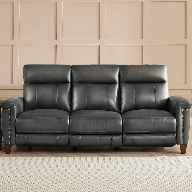 Hydeline Sherwood Zero Gravity Power Recline and Headrest Top Grain Leather Reclining Sofa