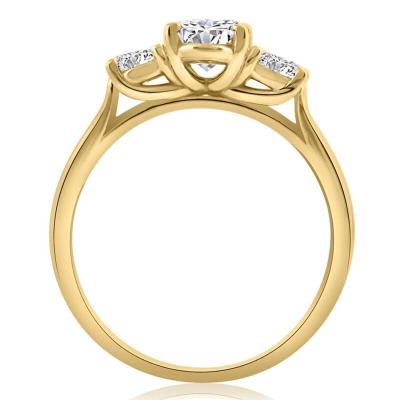 VS 2Ct TW Oval Lab Grown 3-Stone Diamond Engagement Ring in White or Yellow Gold