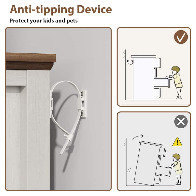 Farmhouse 6 Drawer Dresser for Bedroom, Vintage Dresser with Antique Handles