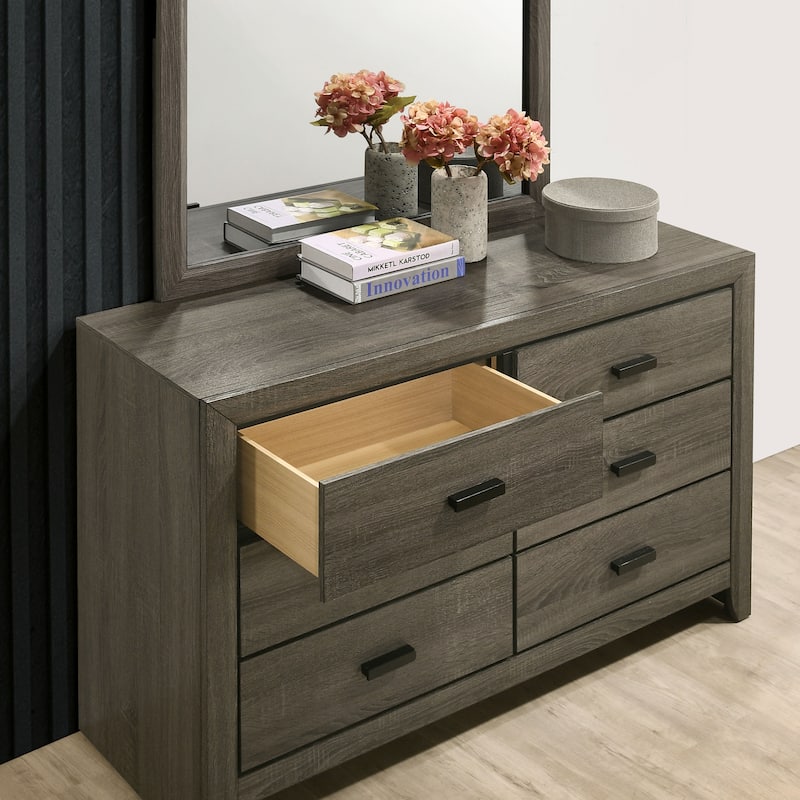 Aury Transitional Grey 2-piece 6-Drawer Dresser and Mirror Set by Furniture of America