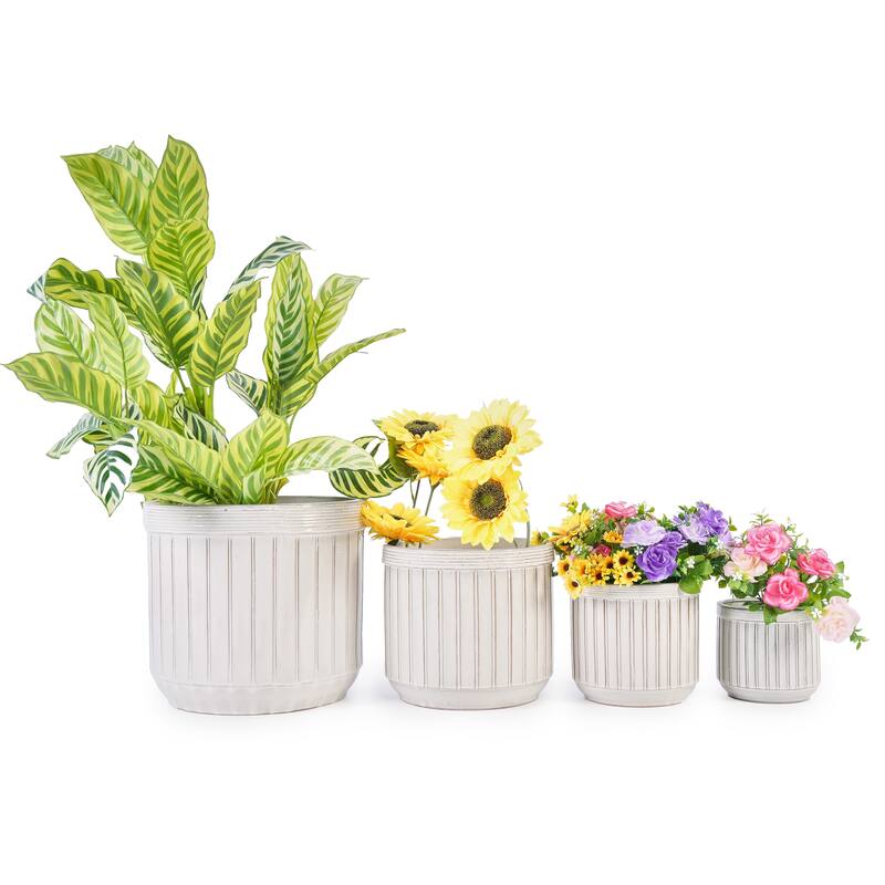 Handmade White Ceramic Planter Set of 4, 6/8/10/12 Inch Diameter