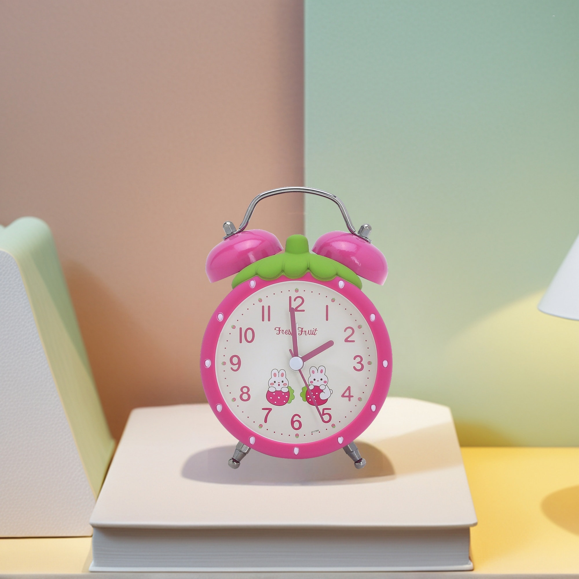 Strawberry Shape Alarm Clock, Traditional Dual Bell Design, Loud Alarm, for Bedroom - 3.5"L x 2.4"W x 4.7"H