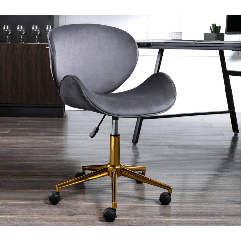 Porthos Home Rudi Office Chair, PU or Fabric or Velvet Upholstery, Chrome Legs