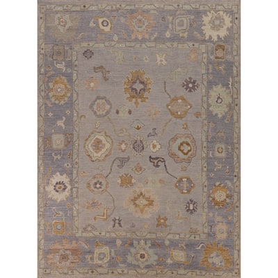 Hand Knotted Oriental 100% Wool Carpet Transitional All-Over Greys & Charcoal Oushak Area Rug - 10' 7'' X 7' 11''