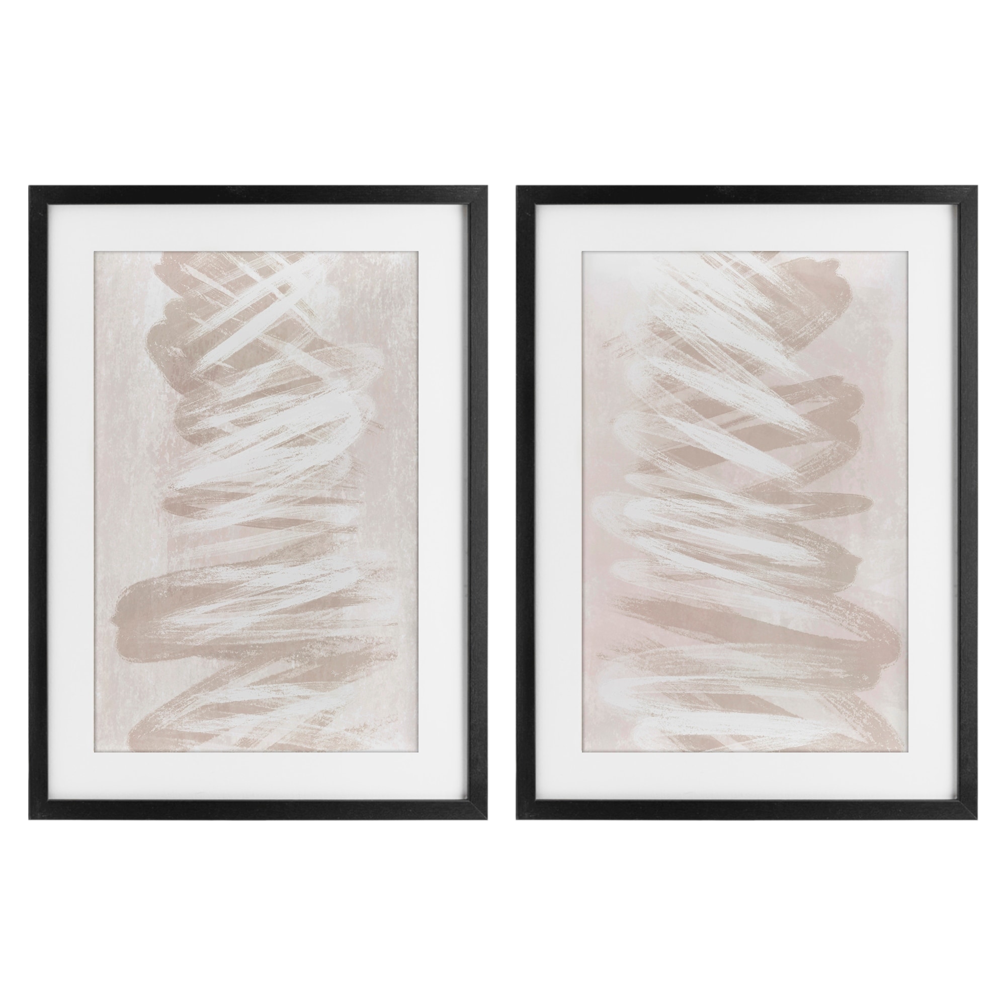 Stupell Minimal Beige Waves Under Glass Framed Design By Martina Pavlova (Set of 2)
