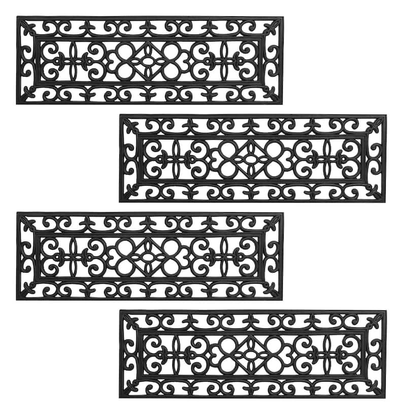Rubber Stair Treads Doormat Non-Slip Weather-Resistant - 4 Mats