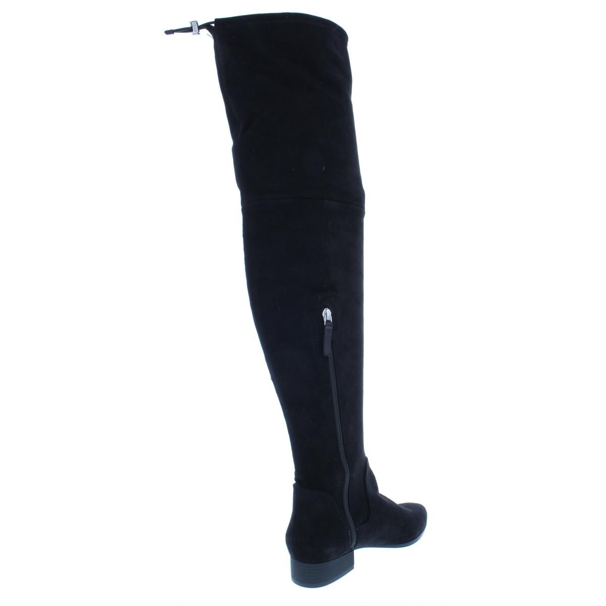 Shop Dkny Womens Tyra Over The Knee Boots Faux Suede Almond Toe