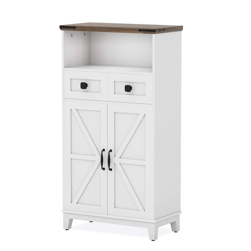 EROMMY Farmhouse Storage Cabinet with Doors and Adjustable Shelves, Small Freestanding Floor Cabinet , Narrow Organizer - N/A