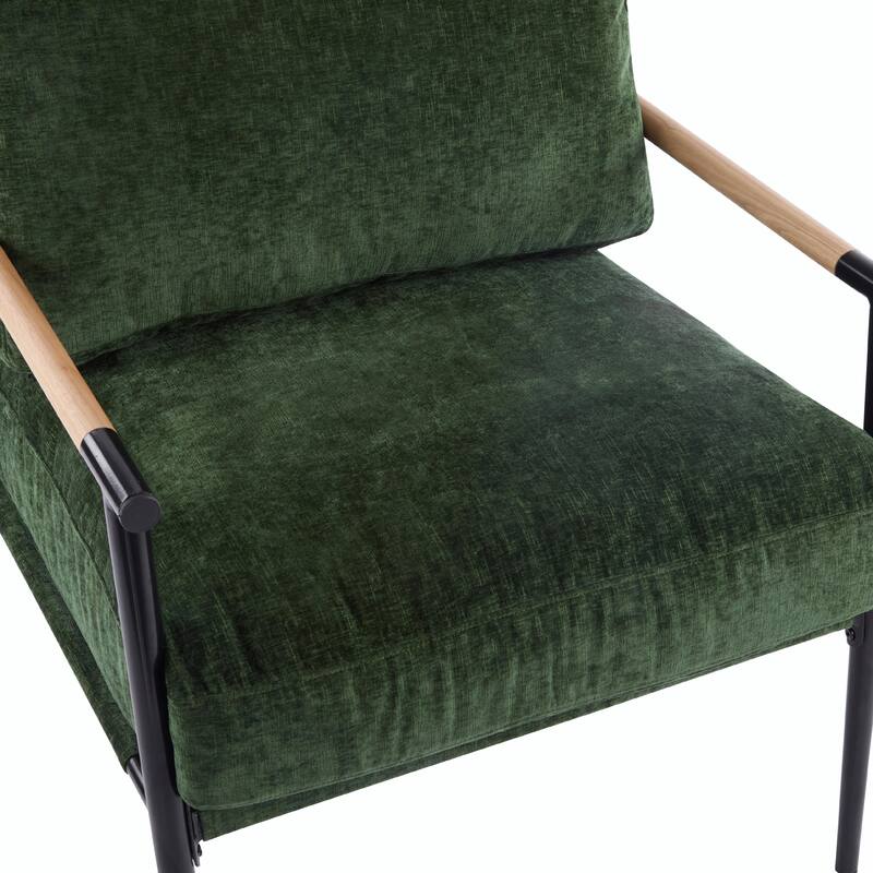 Minimalist Armchair - Soft Cushions, Wood/Metal Design, Compact