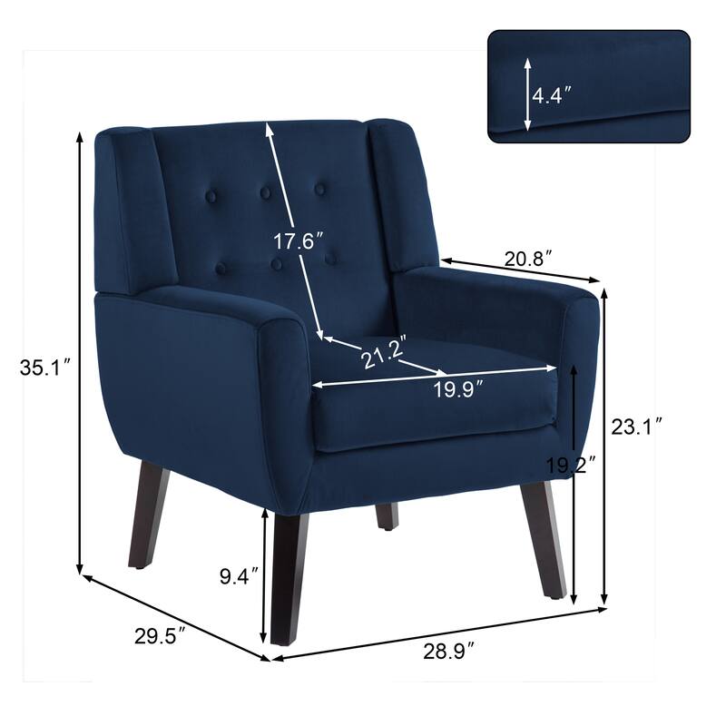 2 Set Modern Accent Chair Velvet Armchair