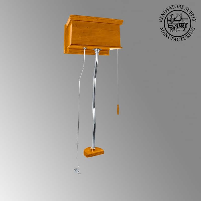 High Tank Toilet Conversion Kit - Light Mahogany woth Chrome Top Entry Renovators Supply