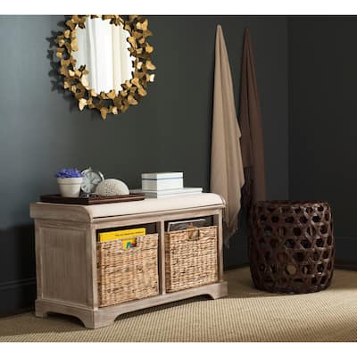 SAFAVIEH Freddy Winter Melody Wicker Storage Bench - 33.5" x 16.1" x 19.9"