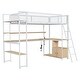 preview thumbnail 18 of 27, Twin Size Loft Bed with LED Light and Built-in Work Station, Metal Loft Bedframe w/ Storage Cabinet, Shelves & Charging Station