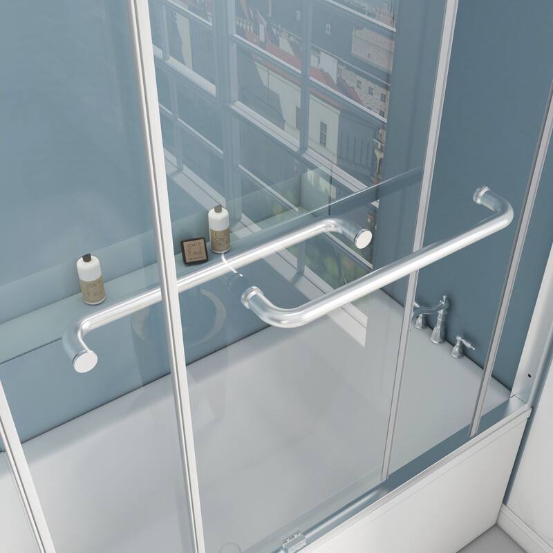 60 in. W x 62 in. H Framed Sliding Bath Tub Door with 5/16 in. Tempered Clear Glass
