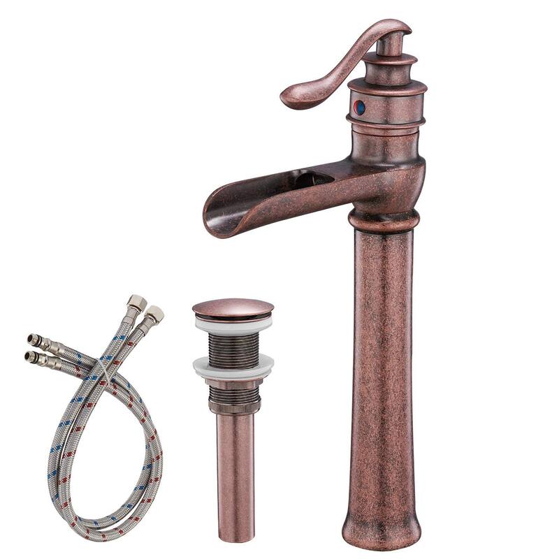 Waterfall Bathroom Vessel Faucet Single Handle Bathroon Vessel Sink Faucets Single Hole High Modern Basin Vanity High Taps