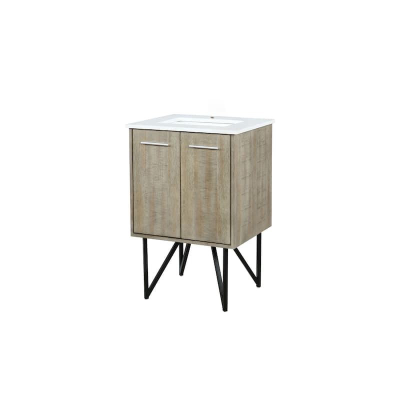 Lancy 24 in W x 20 in D Rustic Acacia Bath Vanity and White Quartz Top