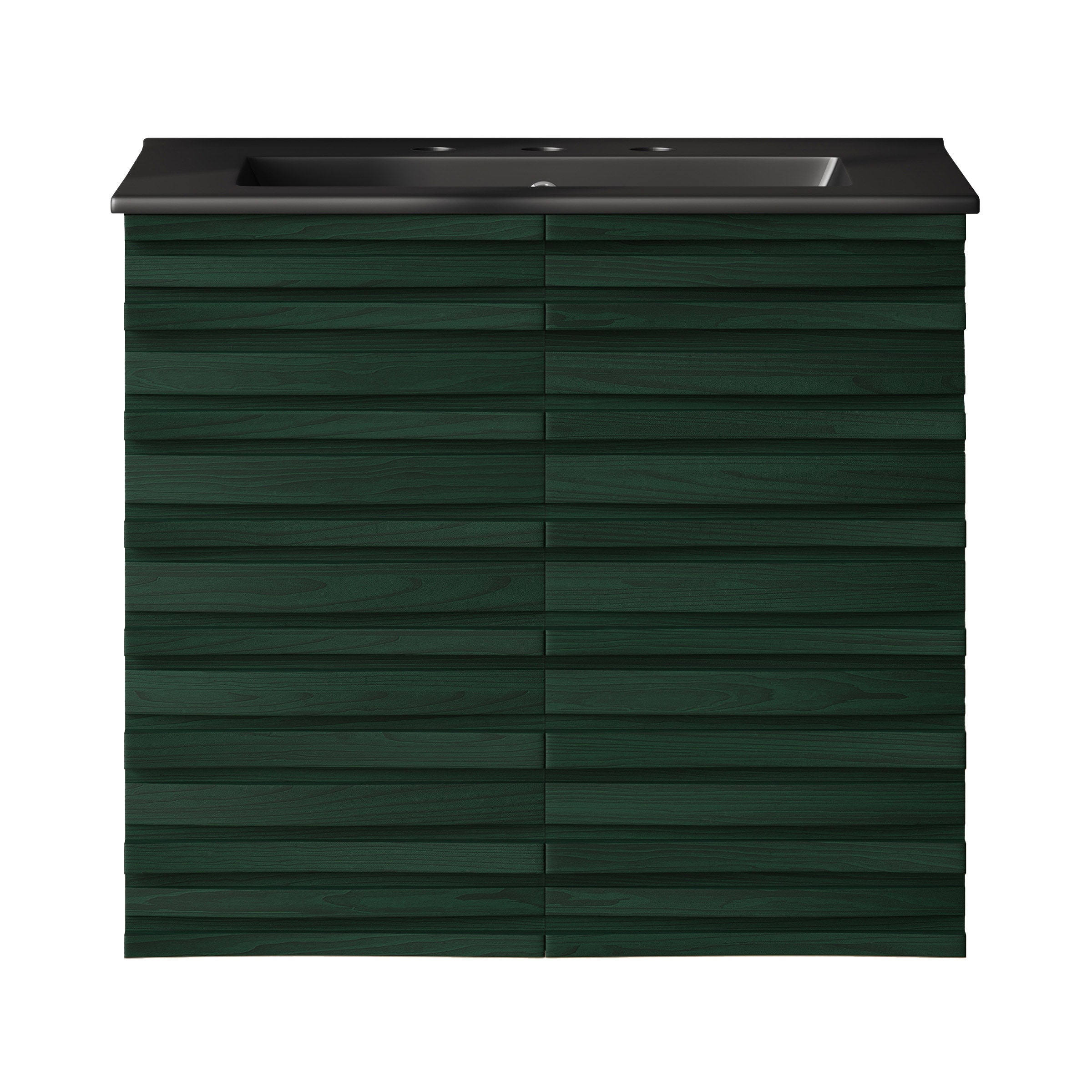 Cascade 24" Wall-Mounted Bathroom Vanity In Green Oak With Black 3-Hole Widespread Sink Top - 24