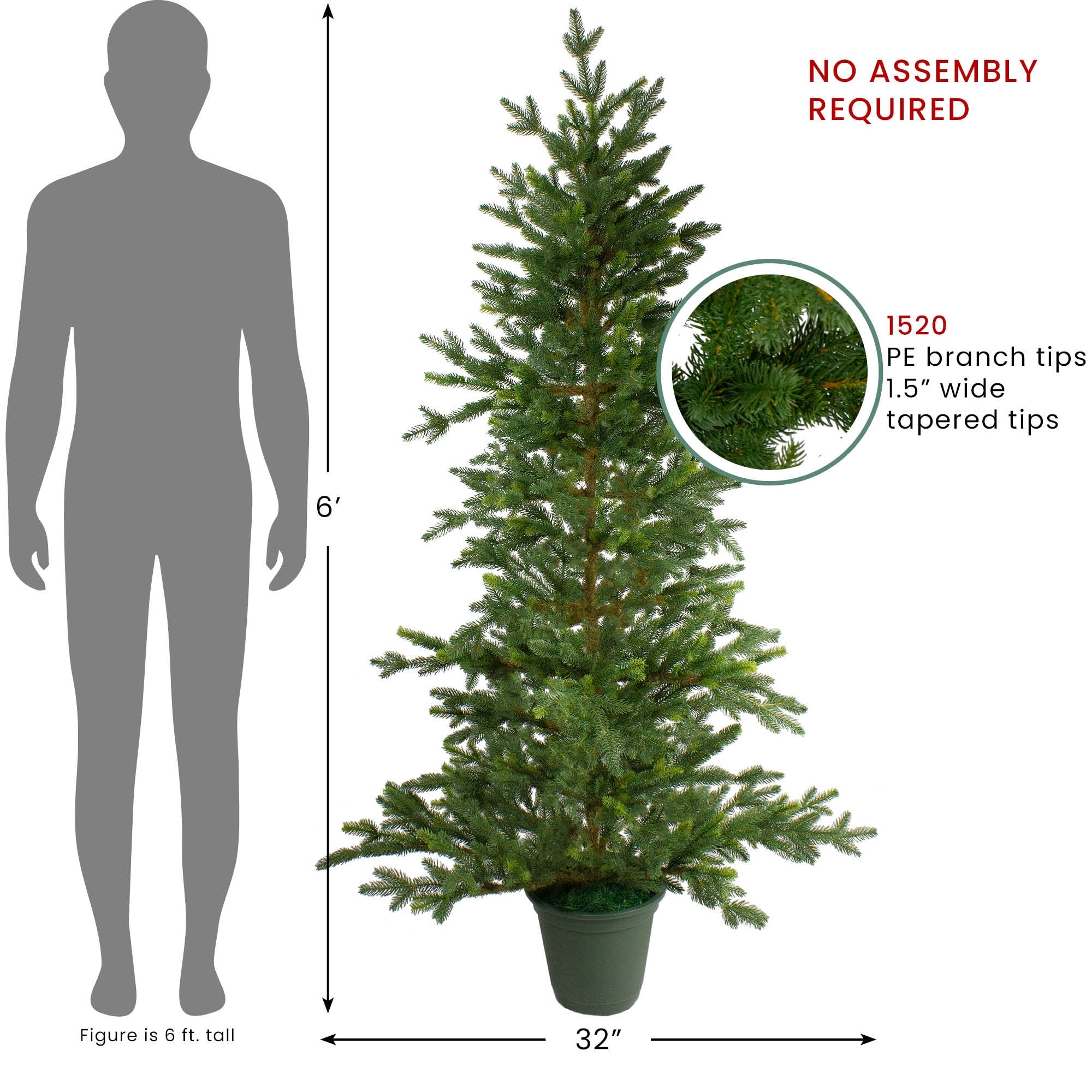 Real Touch™️Potted Noble Pine Slim Artificial Christmas Tree - 6' - Unlit -  6 Foot - Bed Bath \u0026 Beyond - 30143854, image size:2000x2000