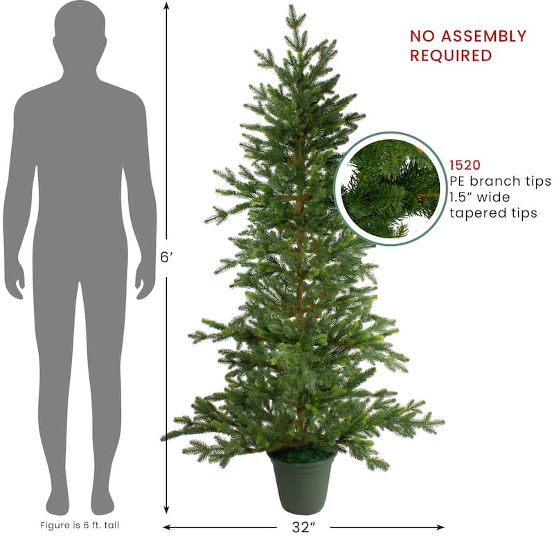Real Touch™️Potted Noble Pine Slim Artificial Christmas Tree - 6' - Unlit - 6 Foot
