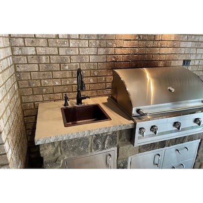 16-in Square Hammered Copper Bar/Prep Sink w/ 3.5-in Drain Opening (BS16DB3)
