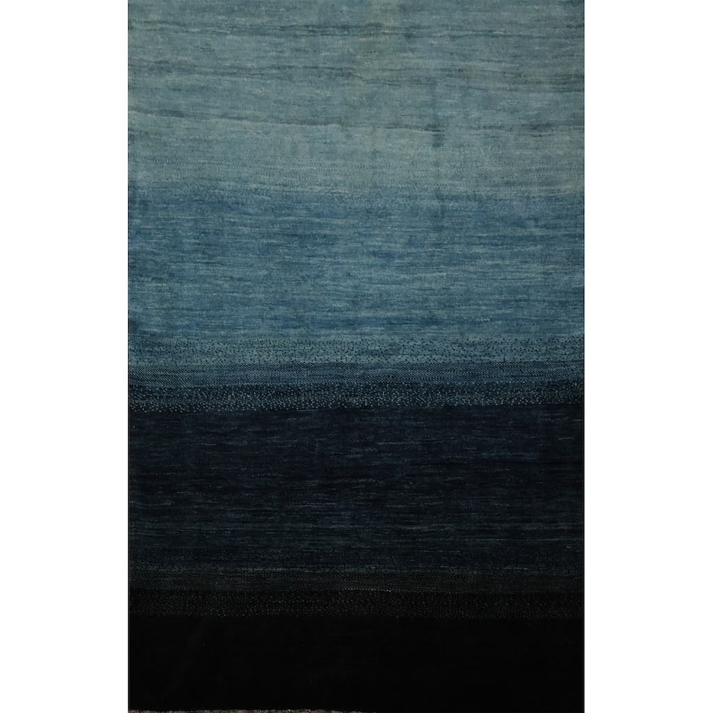 Hand Knotted Oriental 100% Wool Carpet Tribal Contemporary Navy Blue & Blues Gabbeh Area Rug - 6' 4'' X 4' 7''