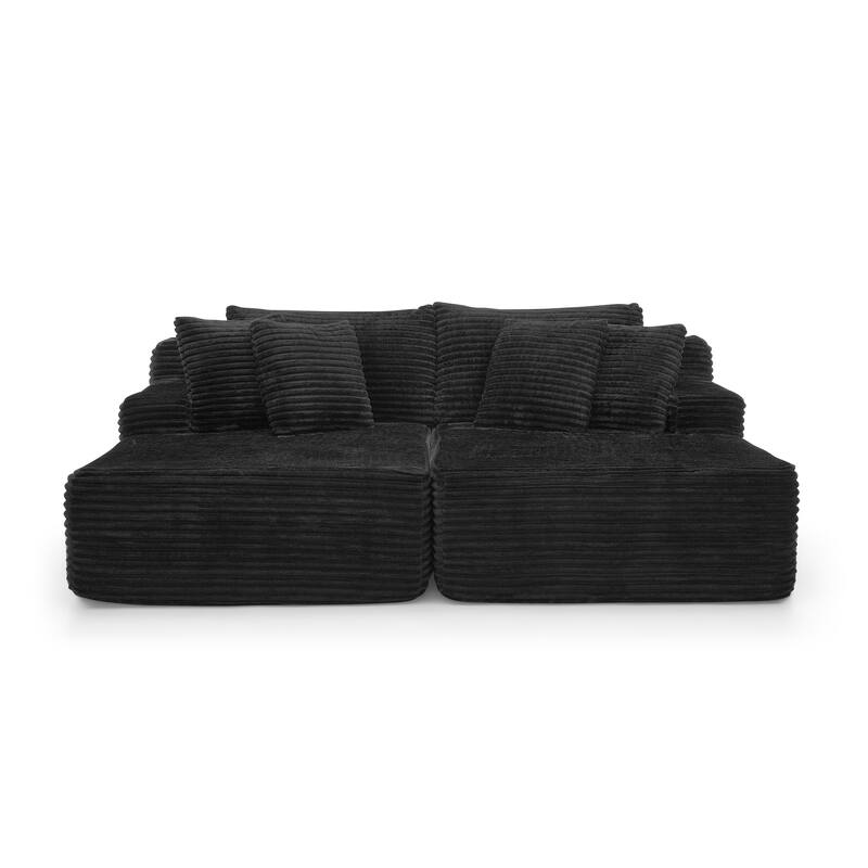 Roomfitters Two-Seater Lazy Sofa Lounge Chair, Compressed Velvet Sofa No Assembly, Fluffy Modern Indoor Lounge Chair