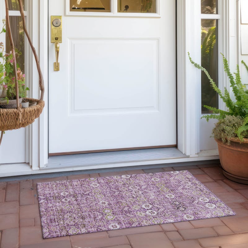Machine Washable Indoor/ Outdoor Traditional Boho Chantille Rug