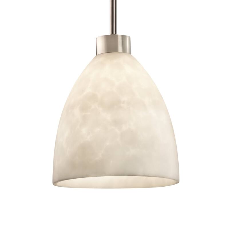 Justice Design Clouds 1-light Brushed Nickel Pendant, Clouds Tapered Cylinder Shade - Brushed Nickel, Clouds