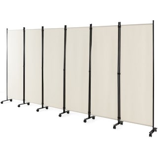 Costway 6-Panel Folding Room Divider 6FT Rolling Privacy Screen with