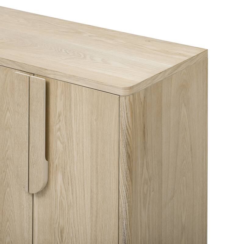 4-Door Buffet Cabinet with Storage, Wood Sideboard Cabinet with Unique Arc Handles and Adjustable Shelves