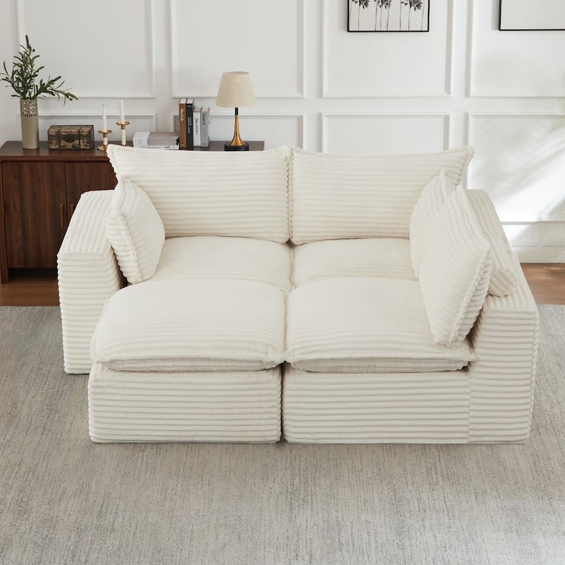 109.4" L-Shaped Cloud Sectional Sofa with Ottoman, No Assembly Required