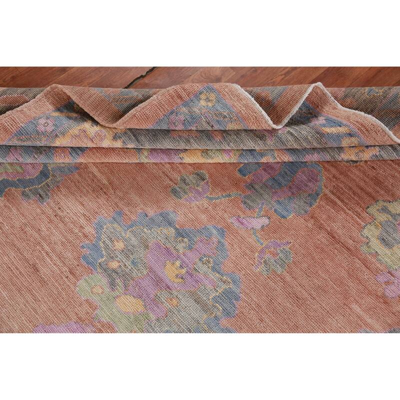 Hand Knotted Oriental 100% Wool Carpet Transitional All-Over Coral Oushak Area Rug - 10' 0'' X 8' 0''