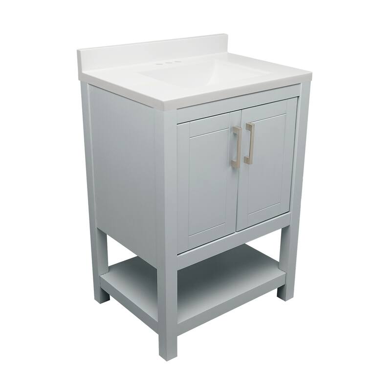 Taos 25" Bathroom Vanity with Cultured Marble Vanity Top Sink in White with White Basin