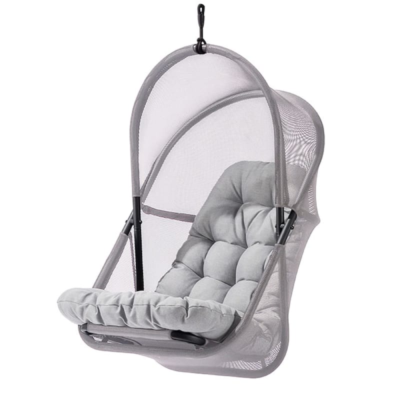 Bery Outdoor Swing Chair with Foldable Stand, Light Gray Cushion