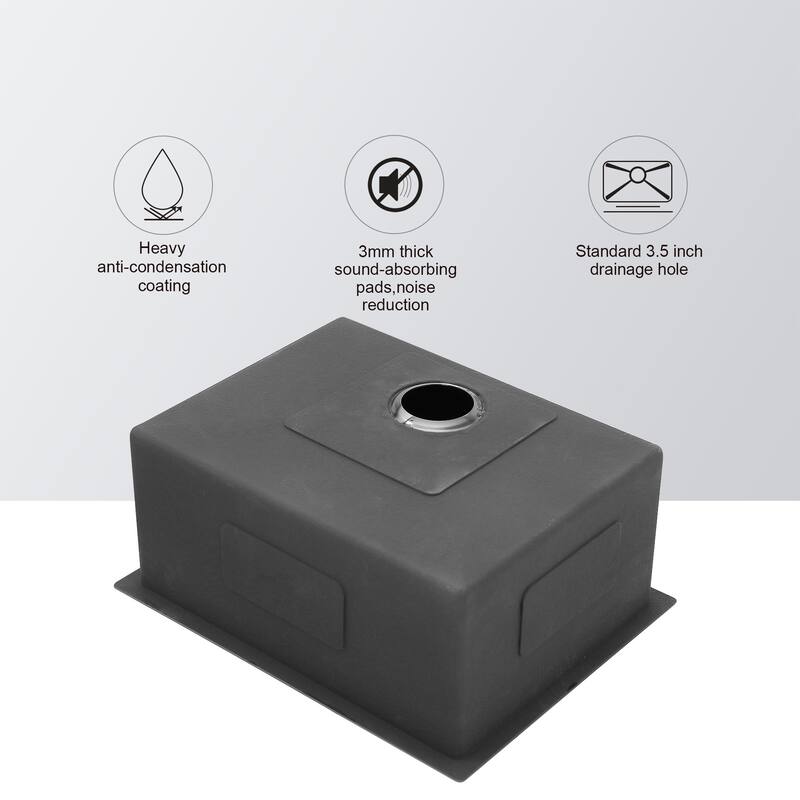 Farmhouse Undermount Stainless Steel Kitchen Sink in Matte Black - 23-in L x 18-in W x 10-in H