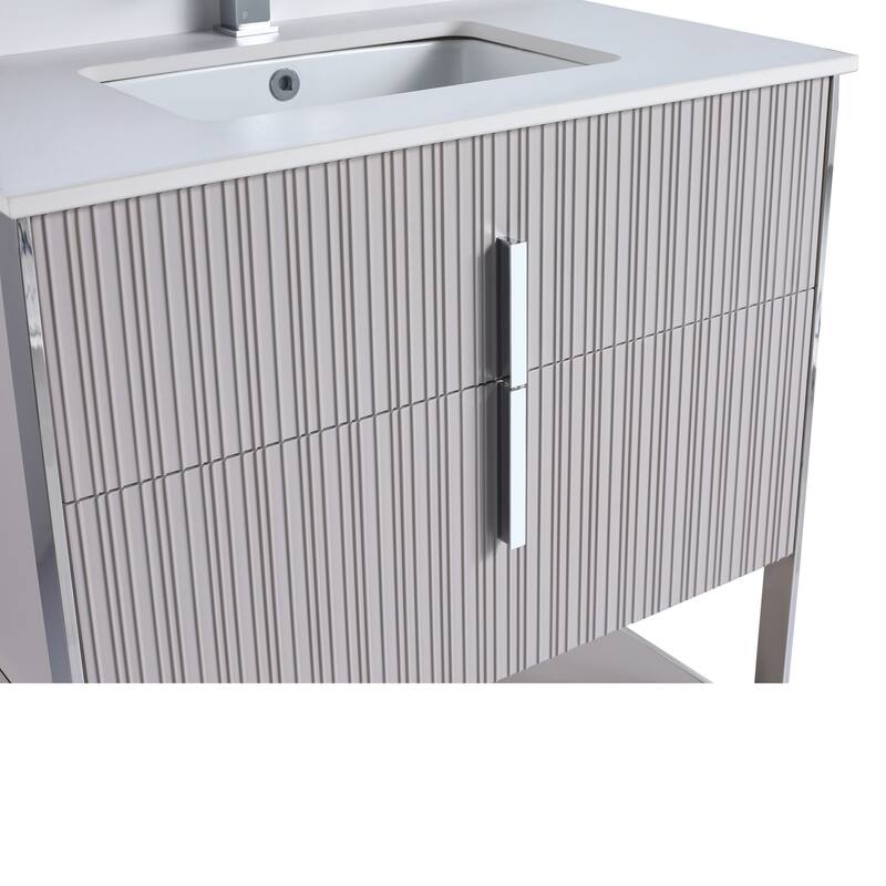 Fine Fixtures Serenity Modern Bathroom Vanity with White Stone Top