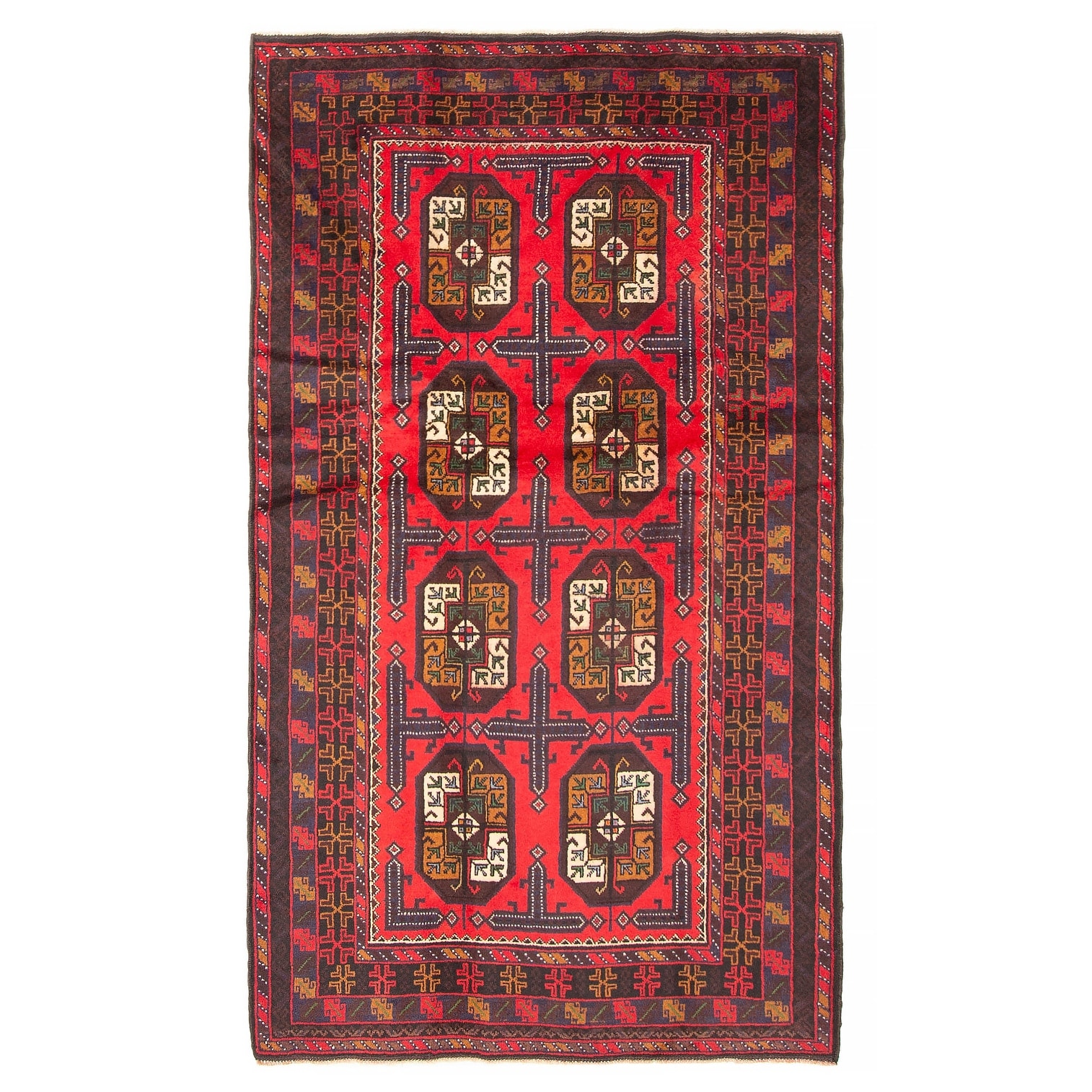 ECARPETGALLERY Hand-knotted Teimani Red Wool Rug - 3'8 x 7'0