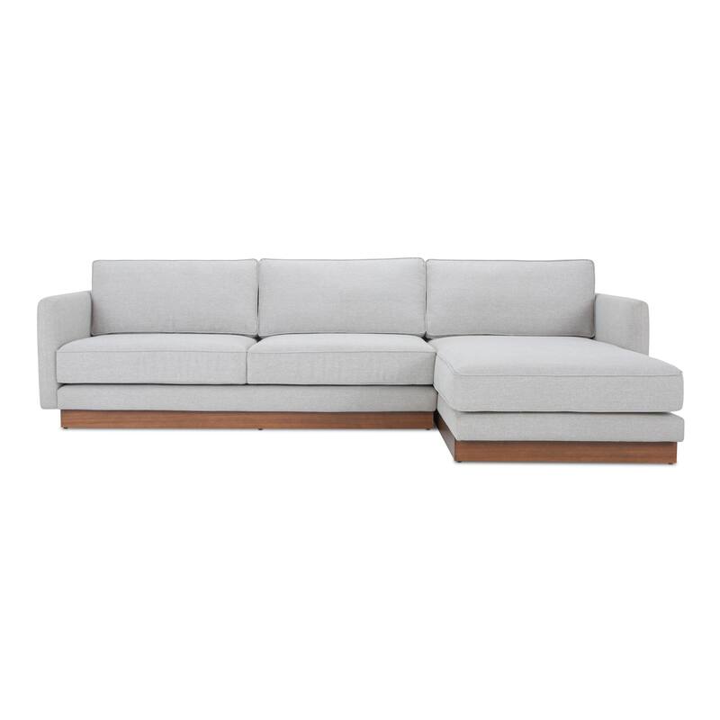 NADAAL STUDIOS Indigo, Sectional With Walnut Base - 112"W x63"D x30.7"H - Grey - Right Facing
