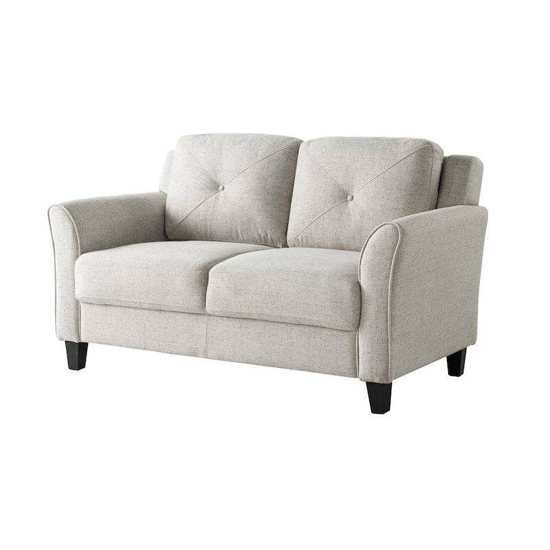 Modern 2-Seater Upholstered Microfiber Loveseat Sofa with Tufted Cushions for Living Room - 32.7'' H x 56.3'' W x 31.5'' D - Cream