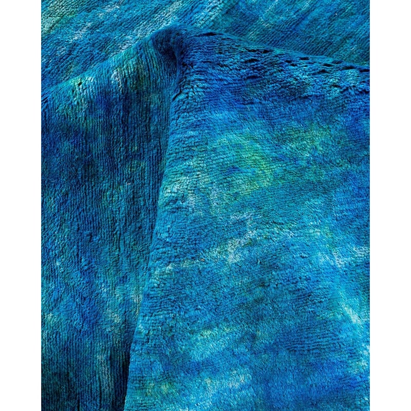 Vibrance, One-of-a-Kind Hand-Knotted Area Rug - Blue, 4' 4" x 10' 3" - 4' 4" x 10' 3"