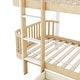 preview thumbnail 25 of 24, Wood Twin over Twin Bunk Bed with Fence Guardrail and a Big Drawer