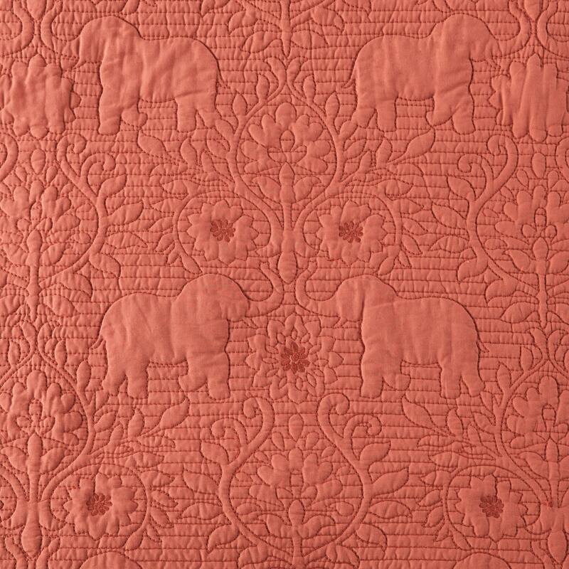 The Curated Nomad Ambrose Coral 3 Piece Reversible Cotton Quilt Set