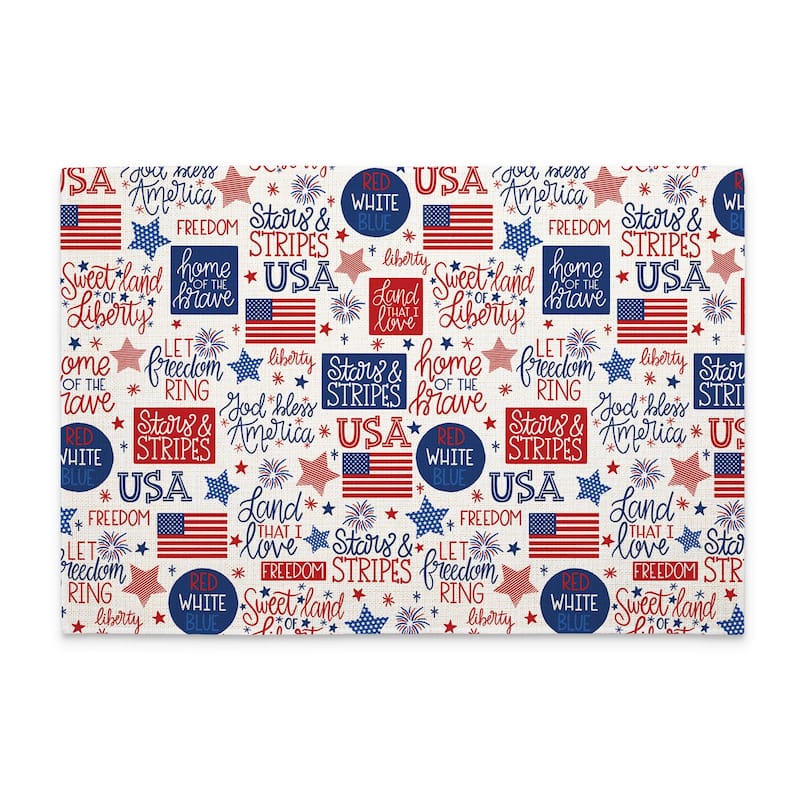 Home of the Brave 4-Pack Poly-Cotton Blend Placemats Manufactured in The USA Machine Washable Dryer Safe - Set of 4